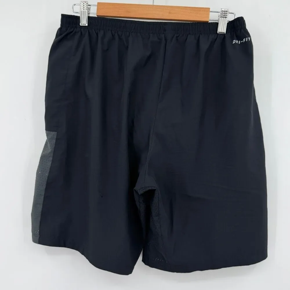 Nike Black Gray Dri-FIT Brief Lined Flex Challenger Running Shorts Size Large